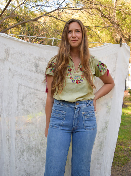 Chlorophyllin 70's Embroidered Blouse