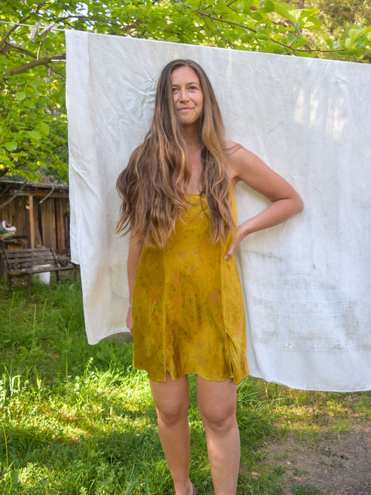 Marigold Floral Silk Slip Dress