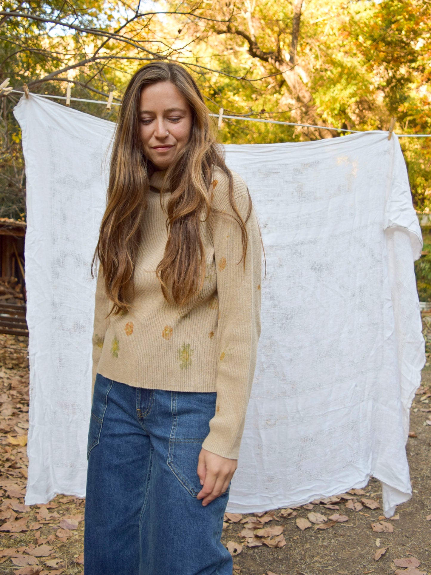 Tan Eco-printed Thermal Blouse