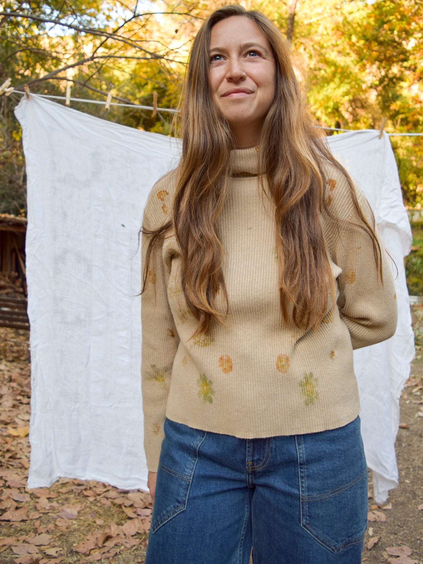 Tan Eco-printed Thermal Blouse