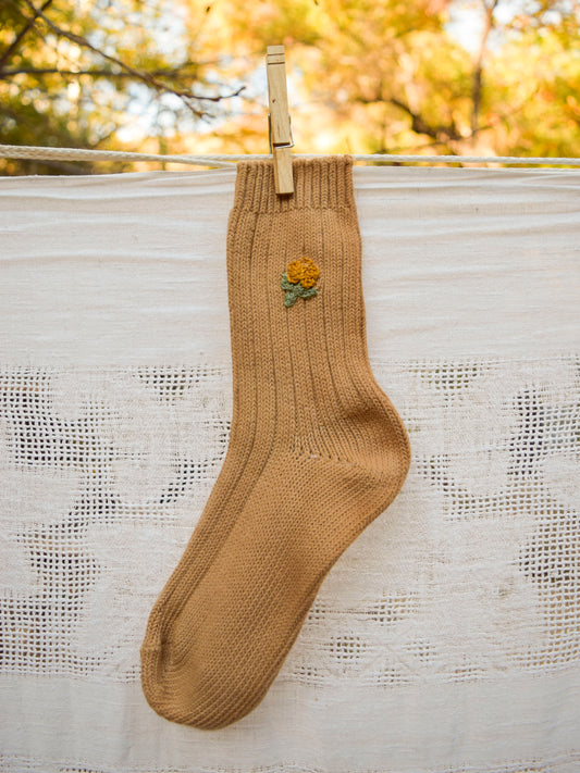 Cutch Embroidered Flower Organic Cotton Socks