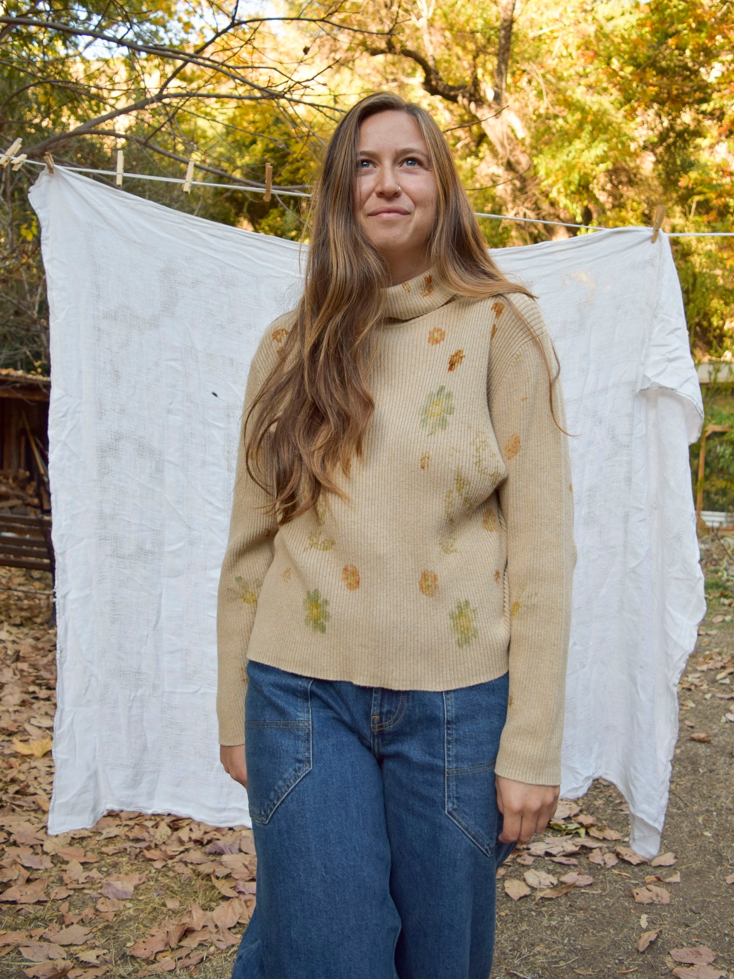 Tan Eco-printed Thermal Blouse