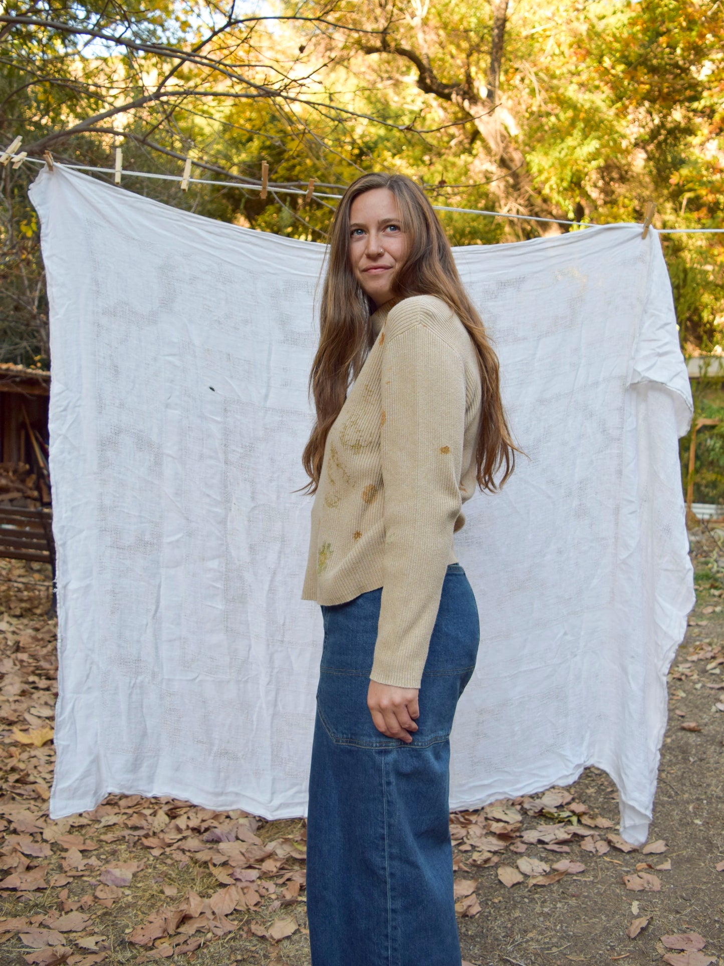 Tan Eco-printed Thermal Blouse