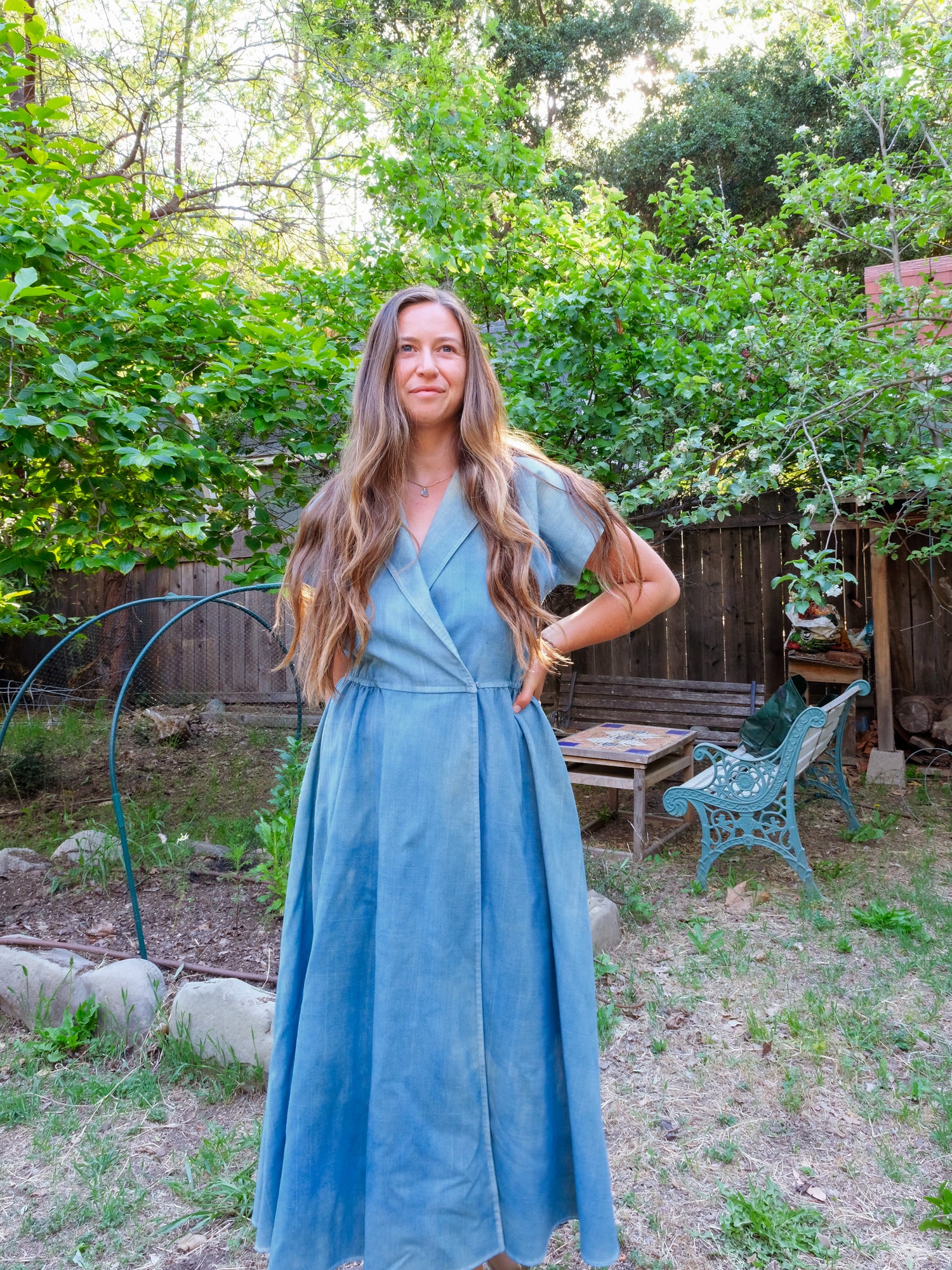 Indigo Heavy Linen Collared Dress Rootedbotanics Indigo Heavy Linen Collared Dress Rootedbotanics