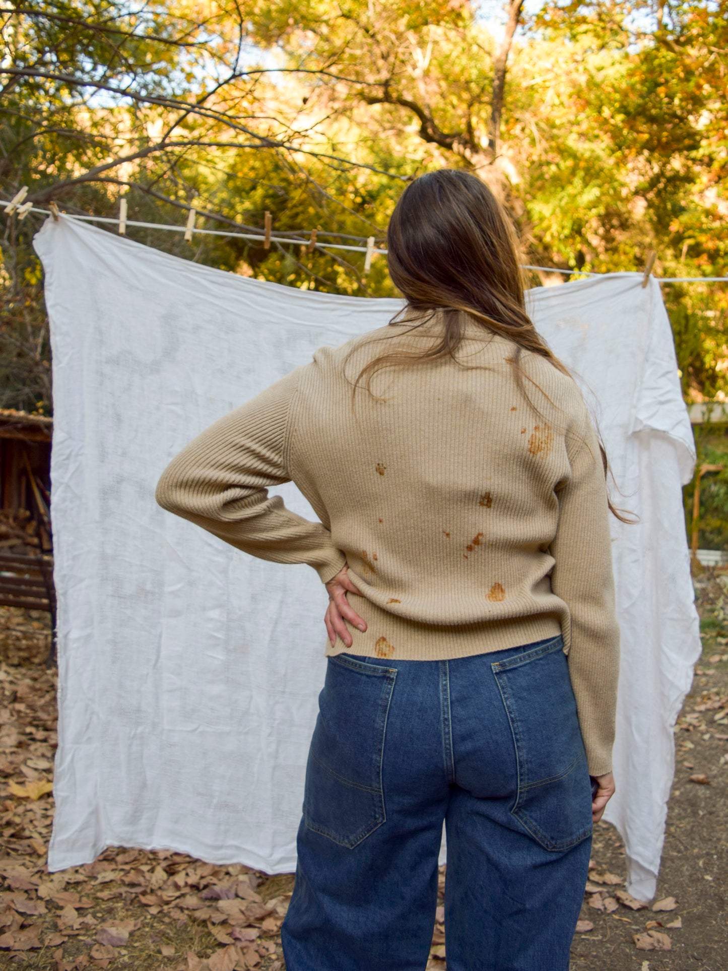 Tan Eco-printed Thermal Blouse