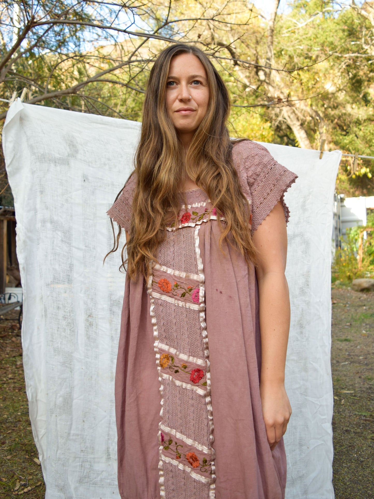 Seqouia Embroidered Flower Traditional Mexican Huipil