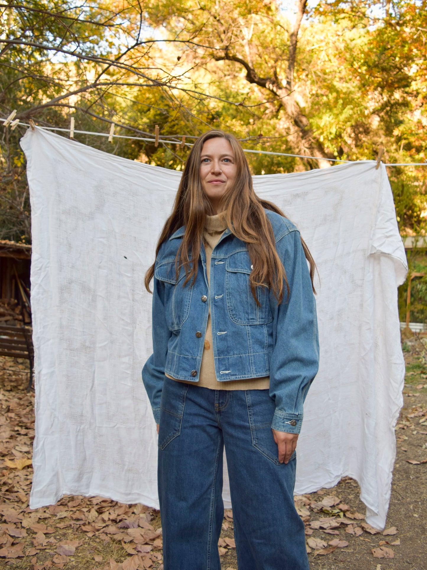 Rainbow Quilted Landscape Denim Jacket