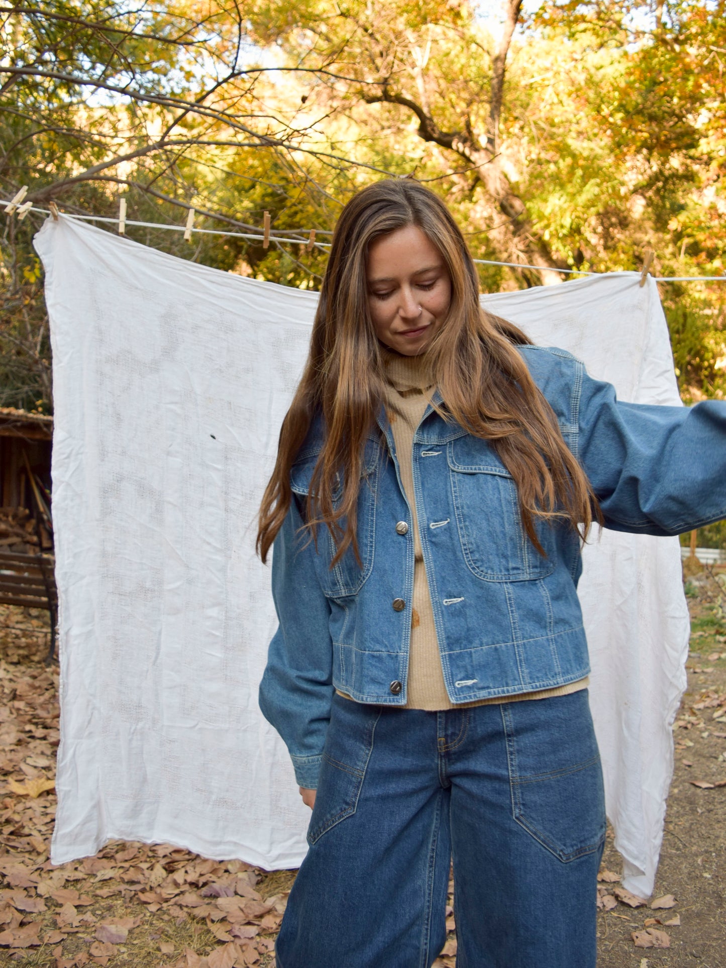 Rainbow Quilted Landscape Denim Jacket