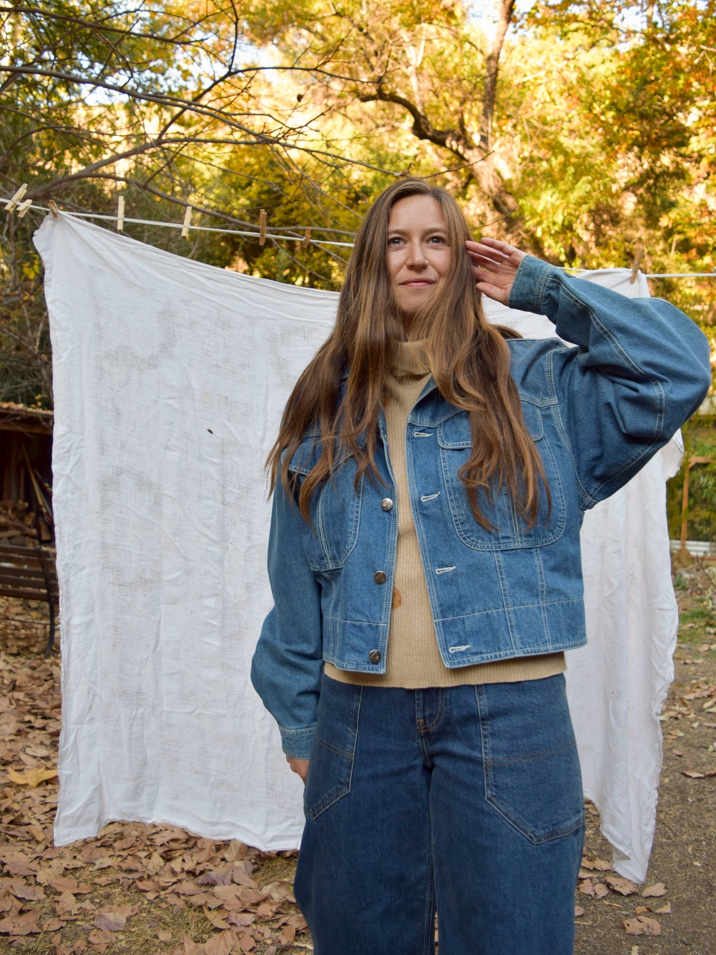 Rainbow Quilted Landscape Denim Jacket