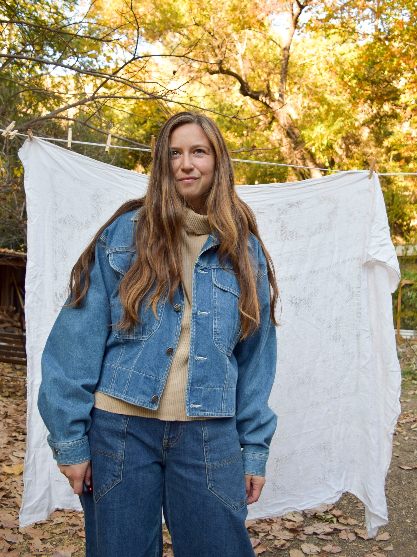 Rainbow Quilted Landscape Denim Jacket