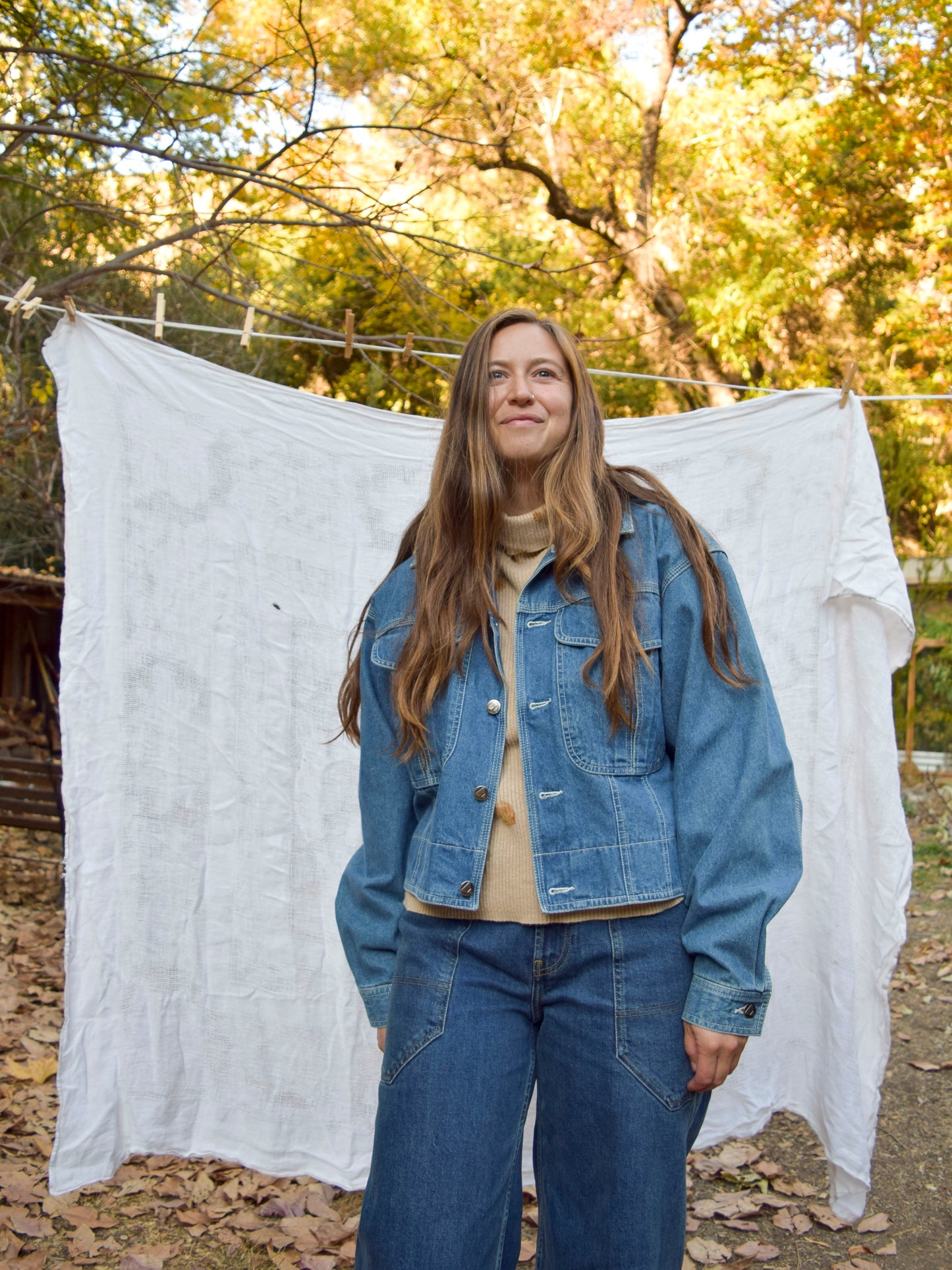 Rainbow Quilted Landscape Denim Jacket