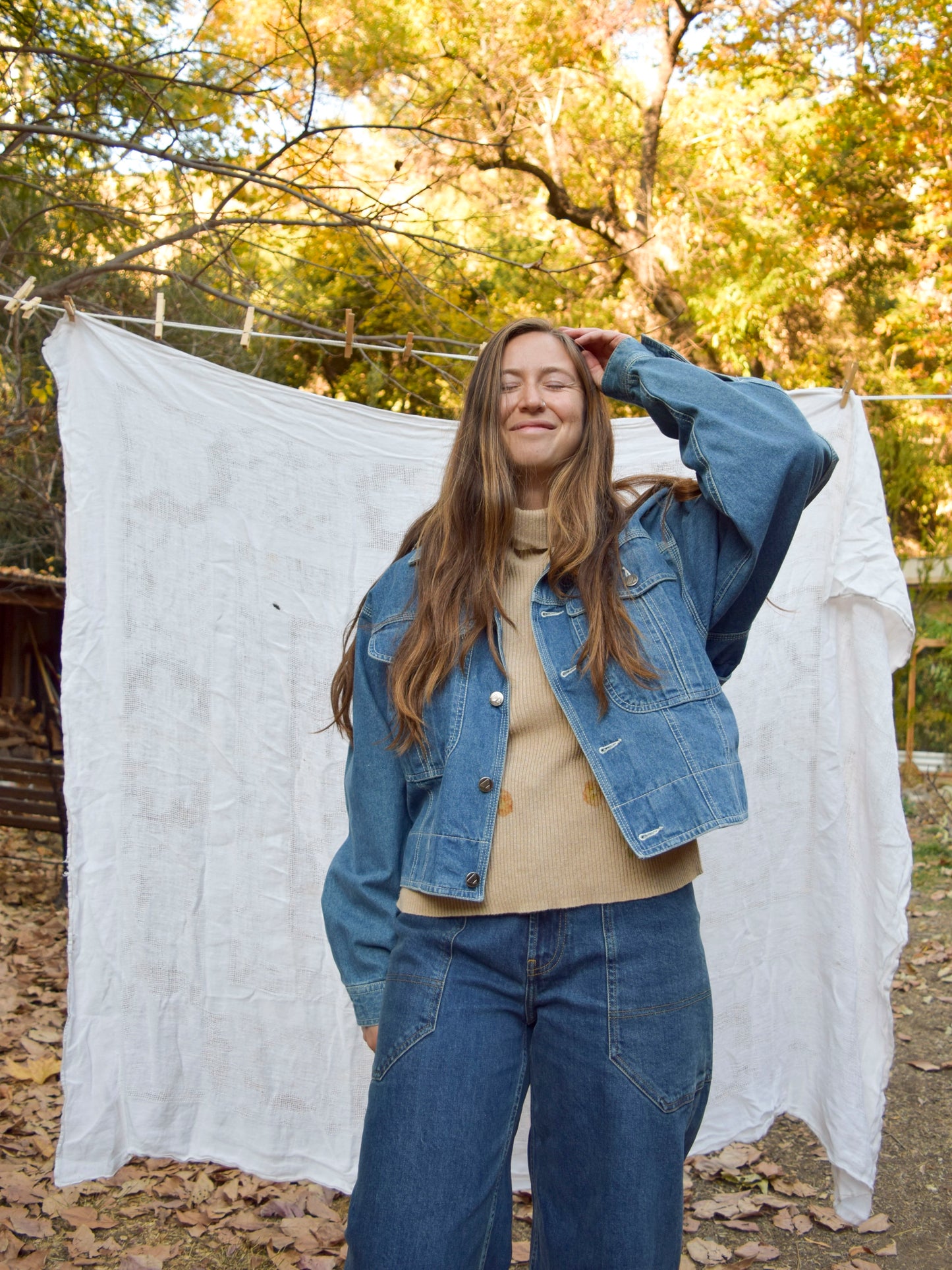 Rainbow Quilted Landscape Denim Jacket