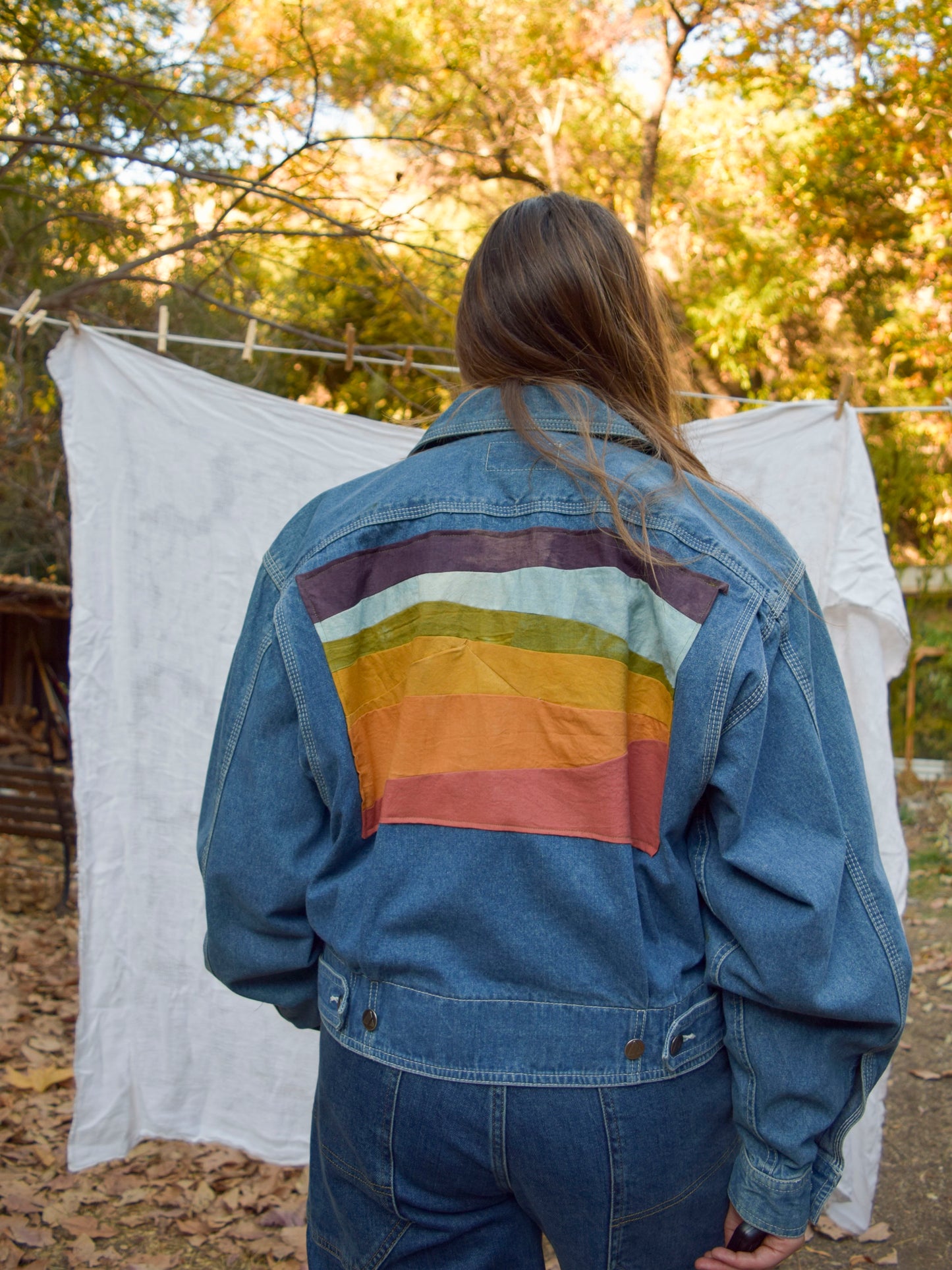 Rainbow Quilted Landscape Denim Jacket