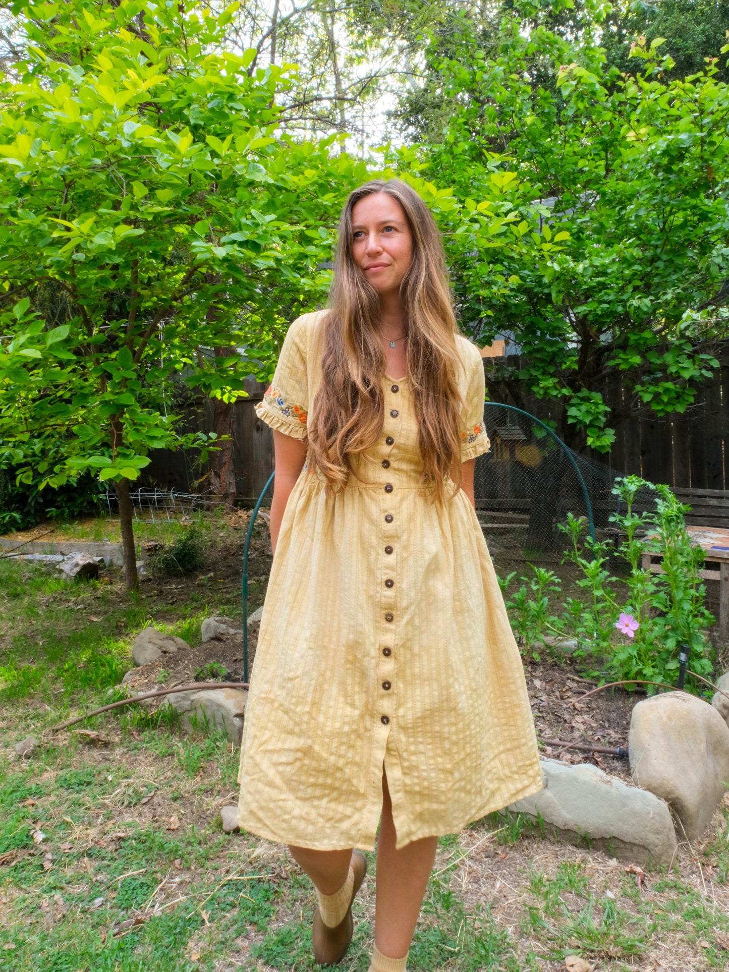 Pomegranate Embroidered Fitted Dress