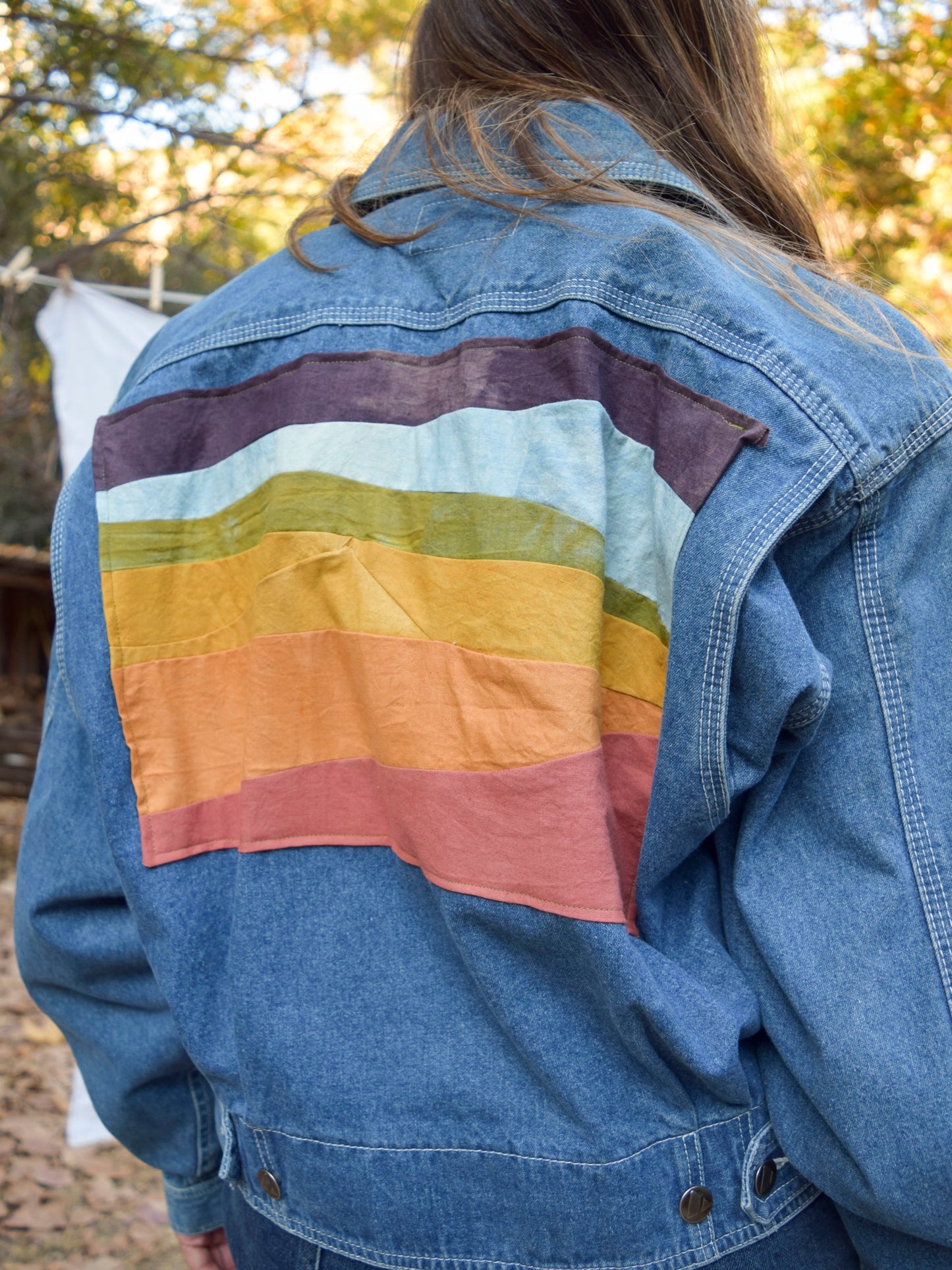 Rainbow Quilted Landscape Denim Jacket