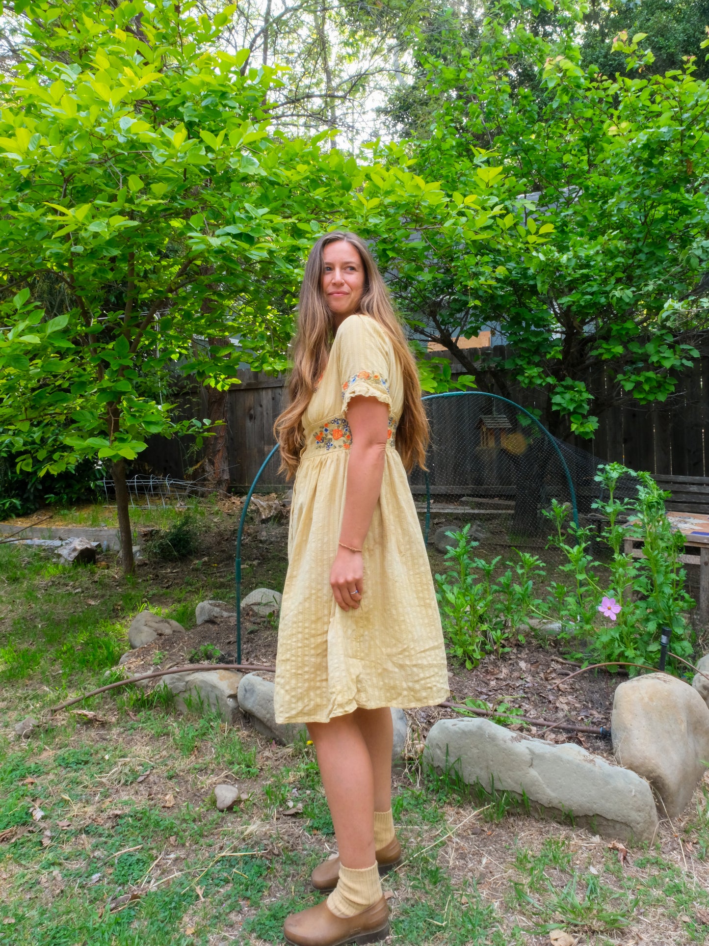 Pomegranate Embroidered Fitted Dress