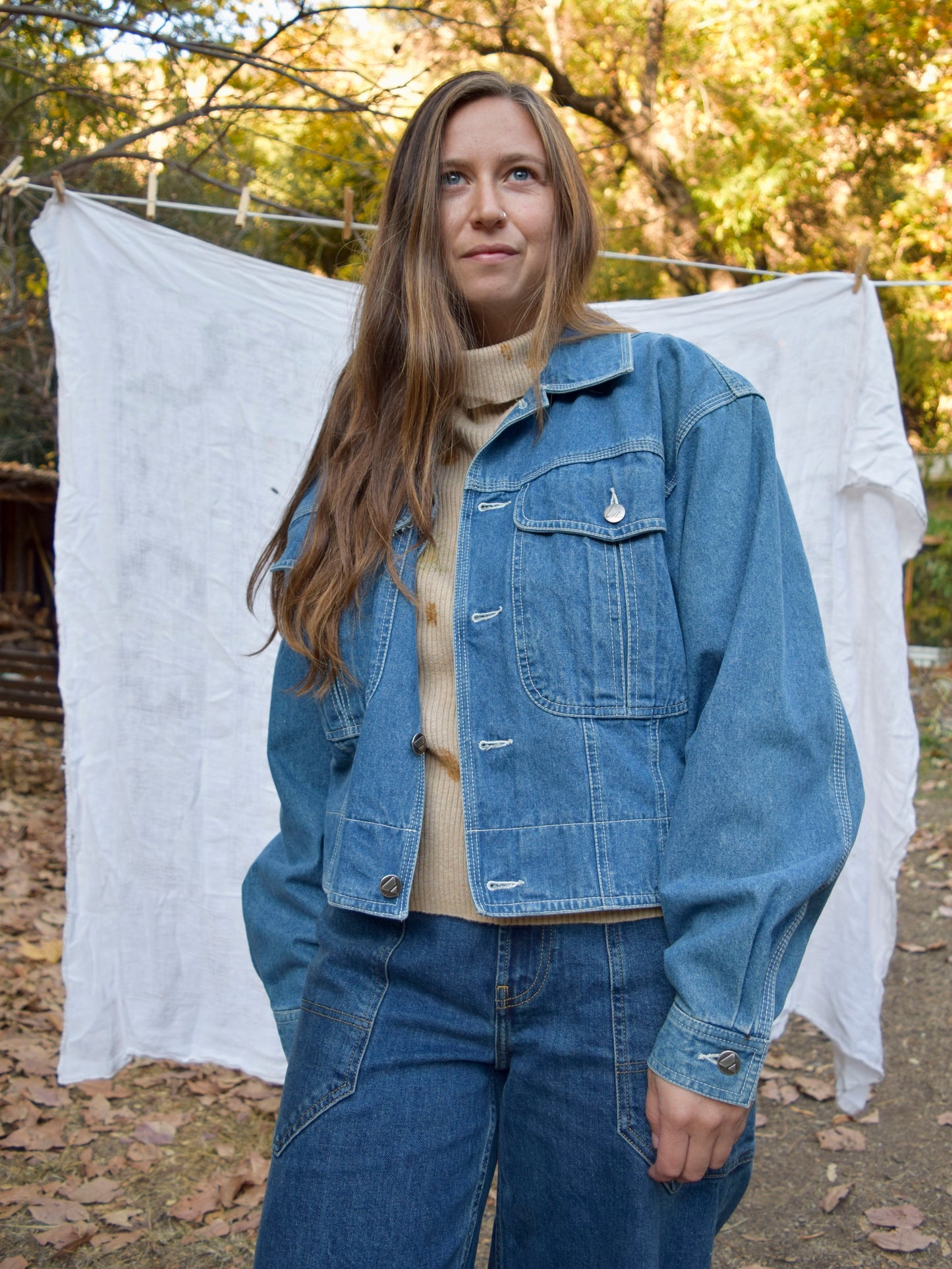 Rainbow Quilted Landscape Denim Jacket