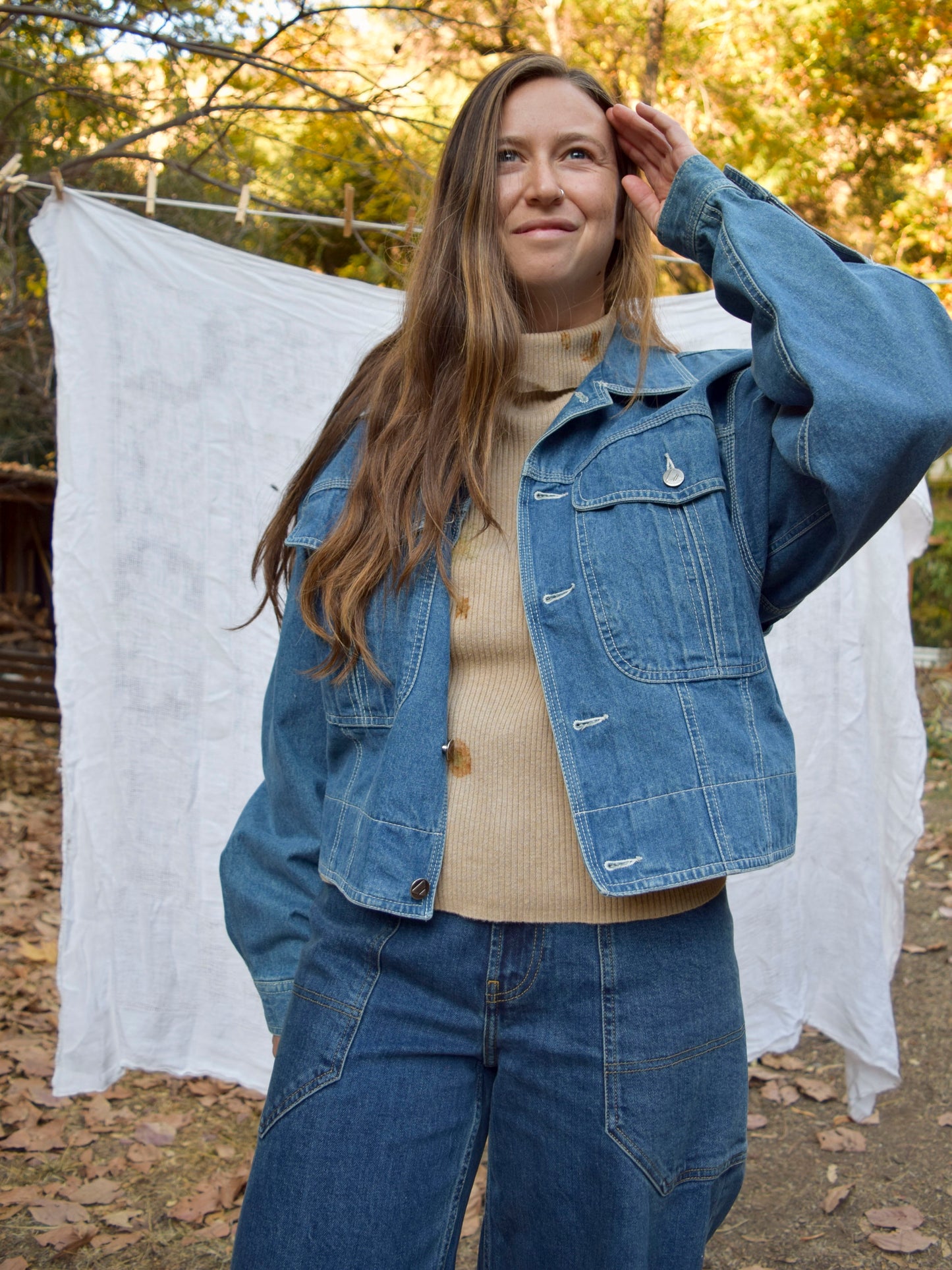 Rainbow Quilted Landscape Denim Jacket