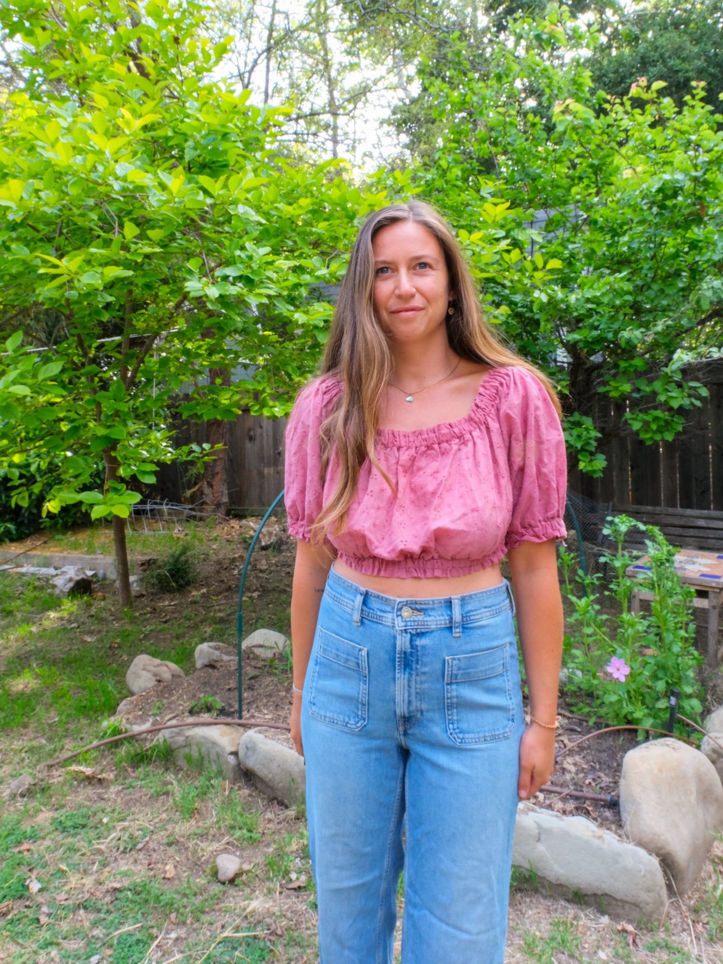 Lac Eyelet Crop Blouse