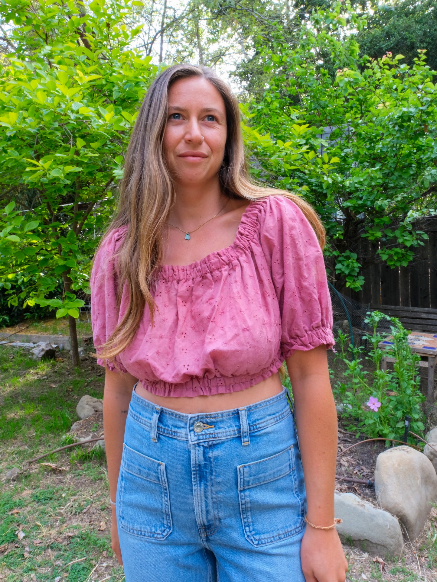 Lac Eyelet Crop Blouse