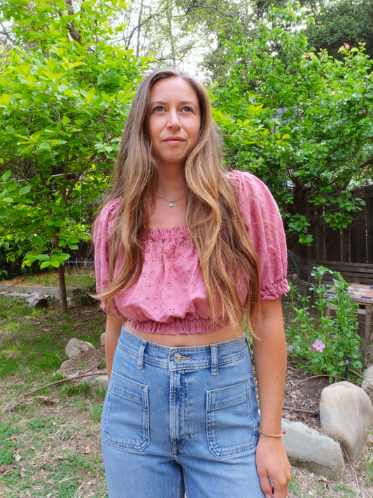 Lac Eyelet Crop Blouse