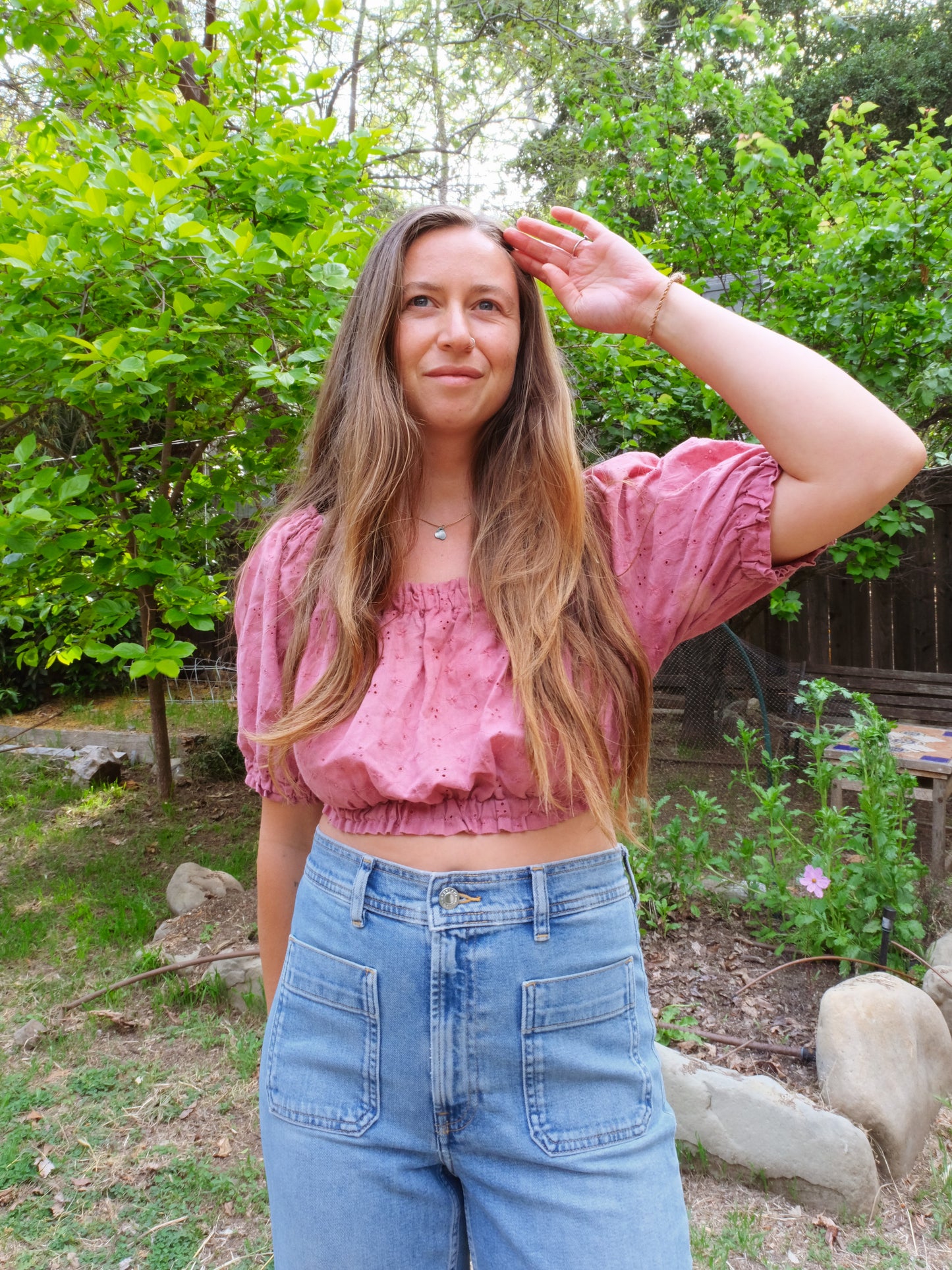 Lac Eyelet Crop Blouse