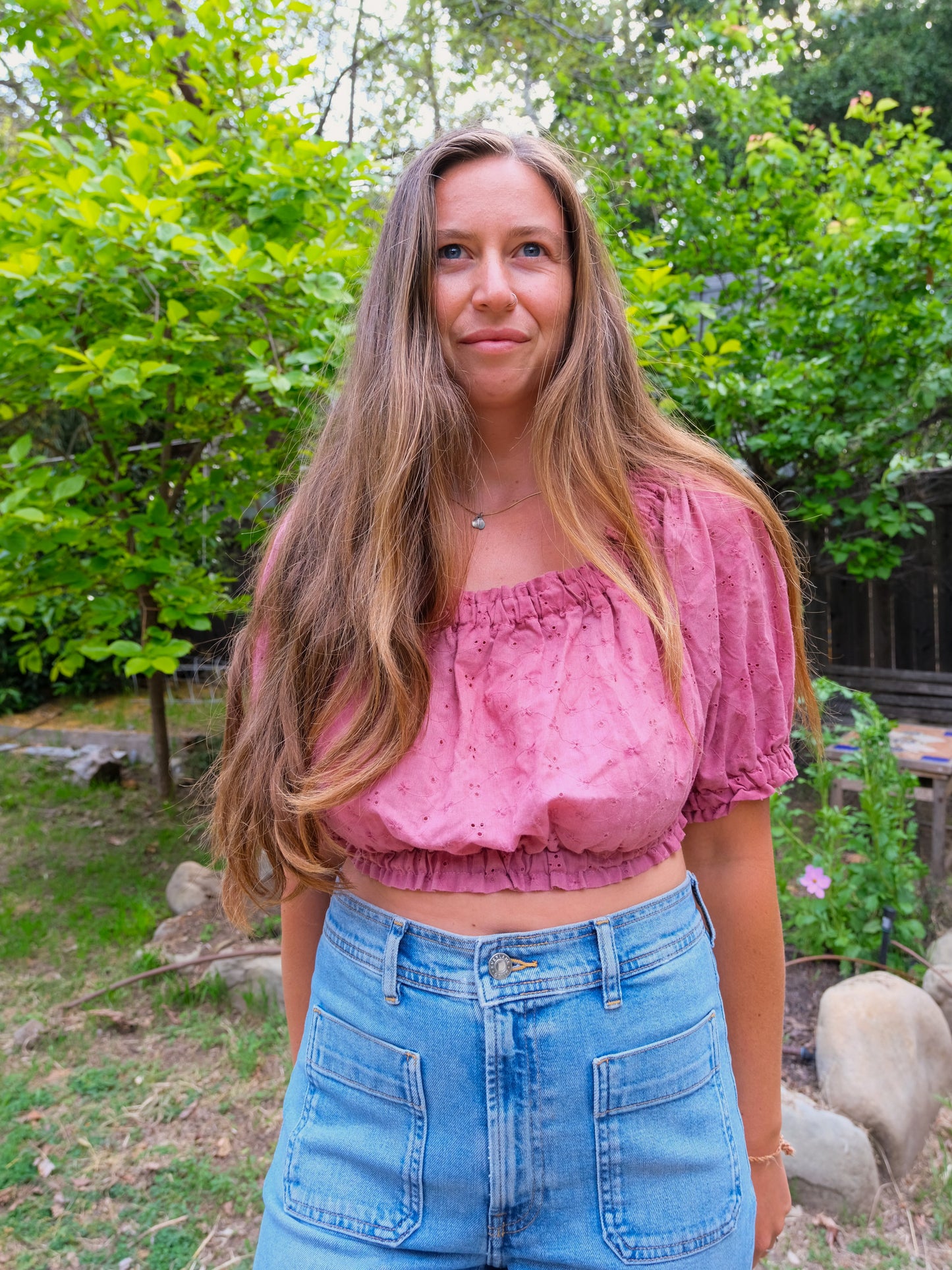 Lac Eyelet Crop Blouse