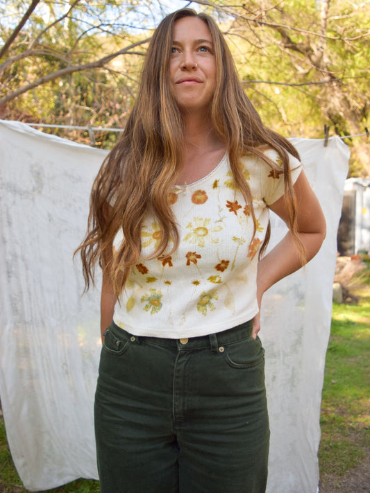 Eco-printed Pointelle Tee