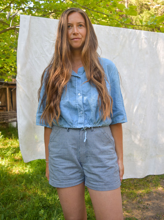 Indigo Tie Waist Blouse