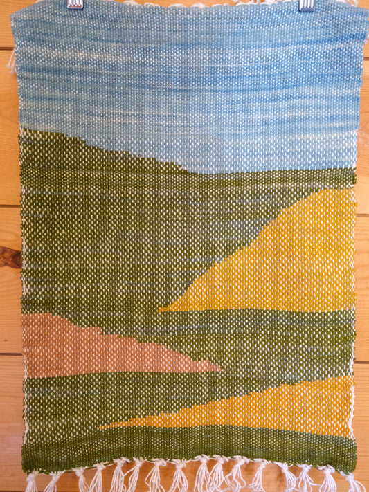 Mountain Scape Hand Dyed Wool Hand Woven Wall Hanging