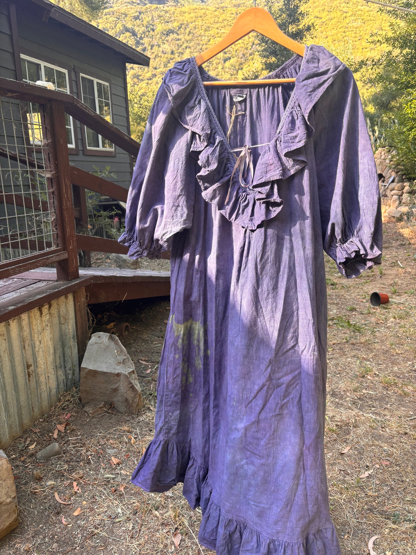 Indigo & Logwood Plunging Neck Maxi Dress