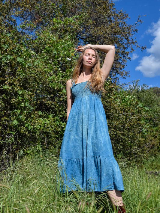 Indigo Smocked Day Dress