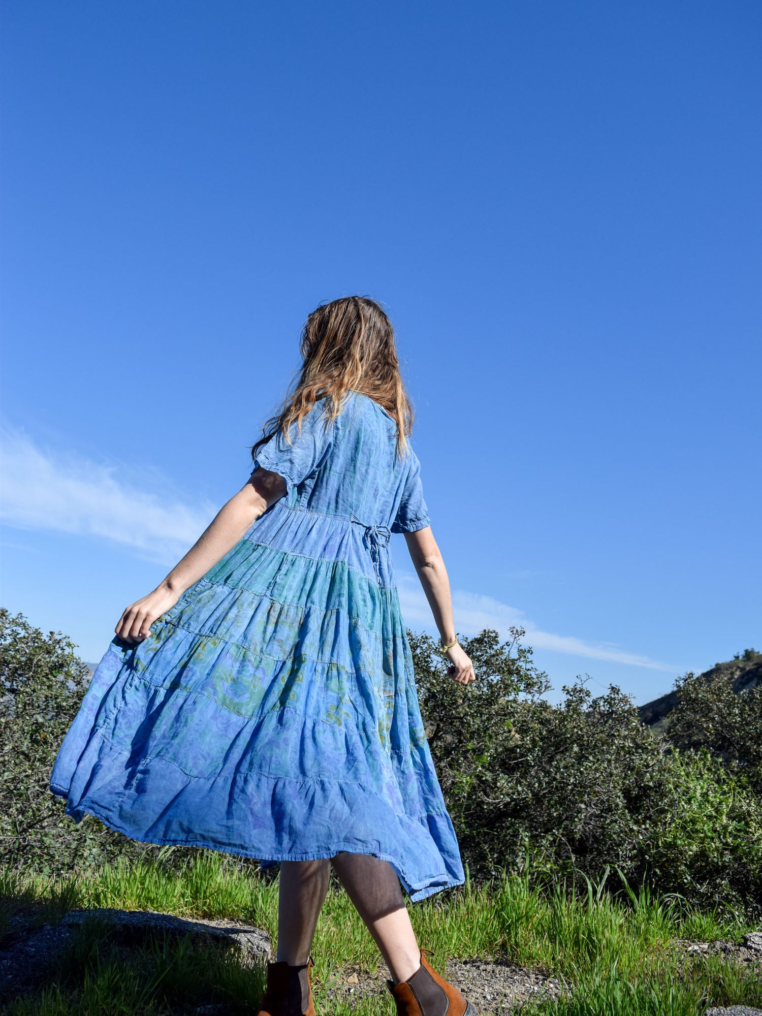 Indigo Super Soft Floral Patchwork Dress Rootedbotanics Indigo Super Soft Floral Patchwork Dress Rootedbotanics
