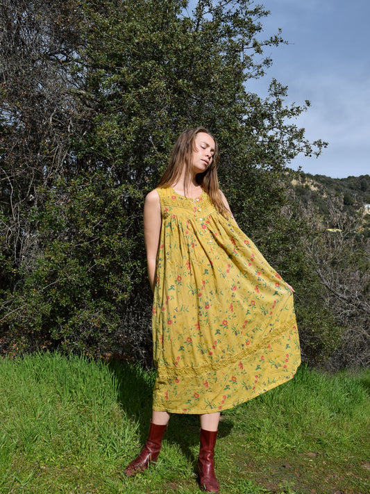 Marigold Floral Print Summer Dress