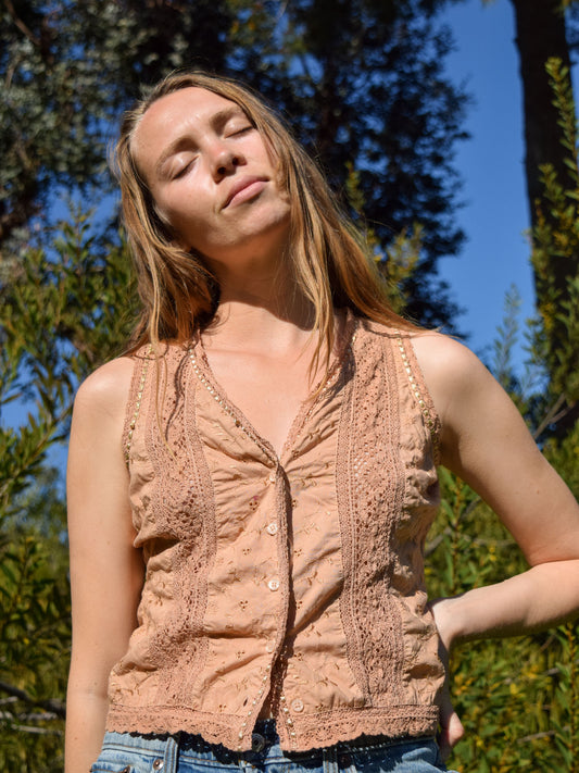 Lac & Cutch Eyelet and Lace Tank