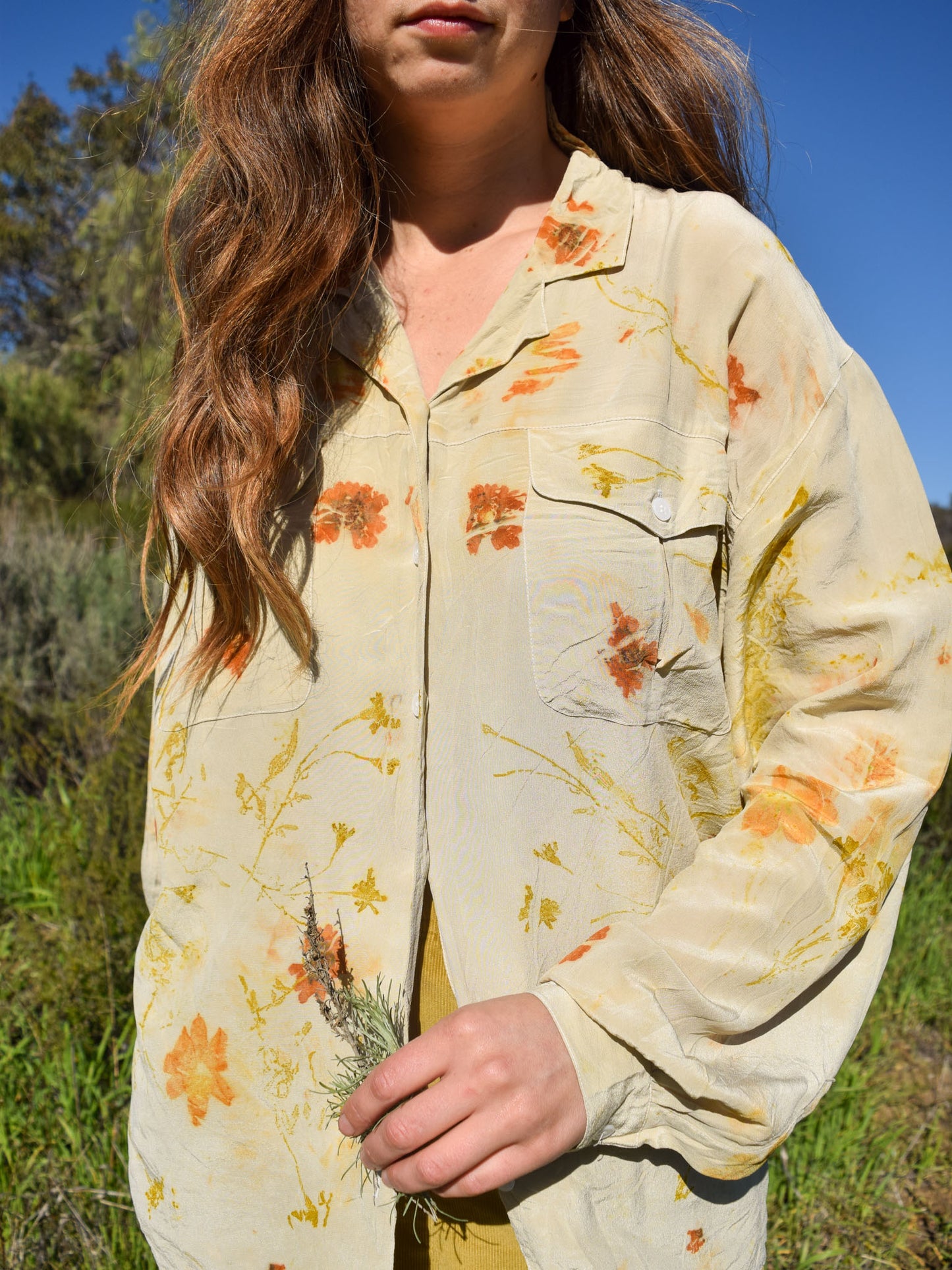 Flower Bundled & Mushroom Dyed Silk Laura Ashley Blouse