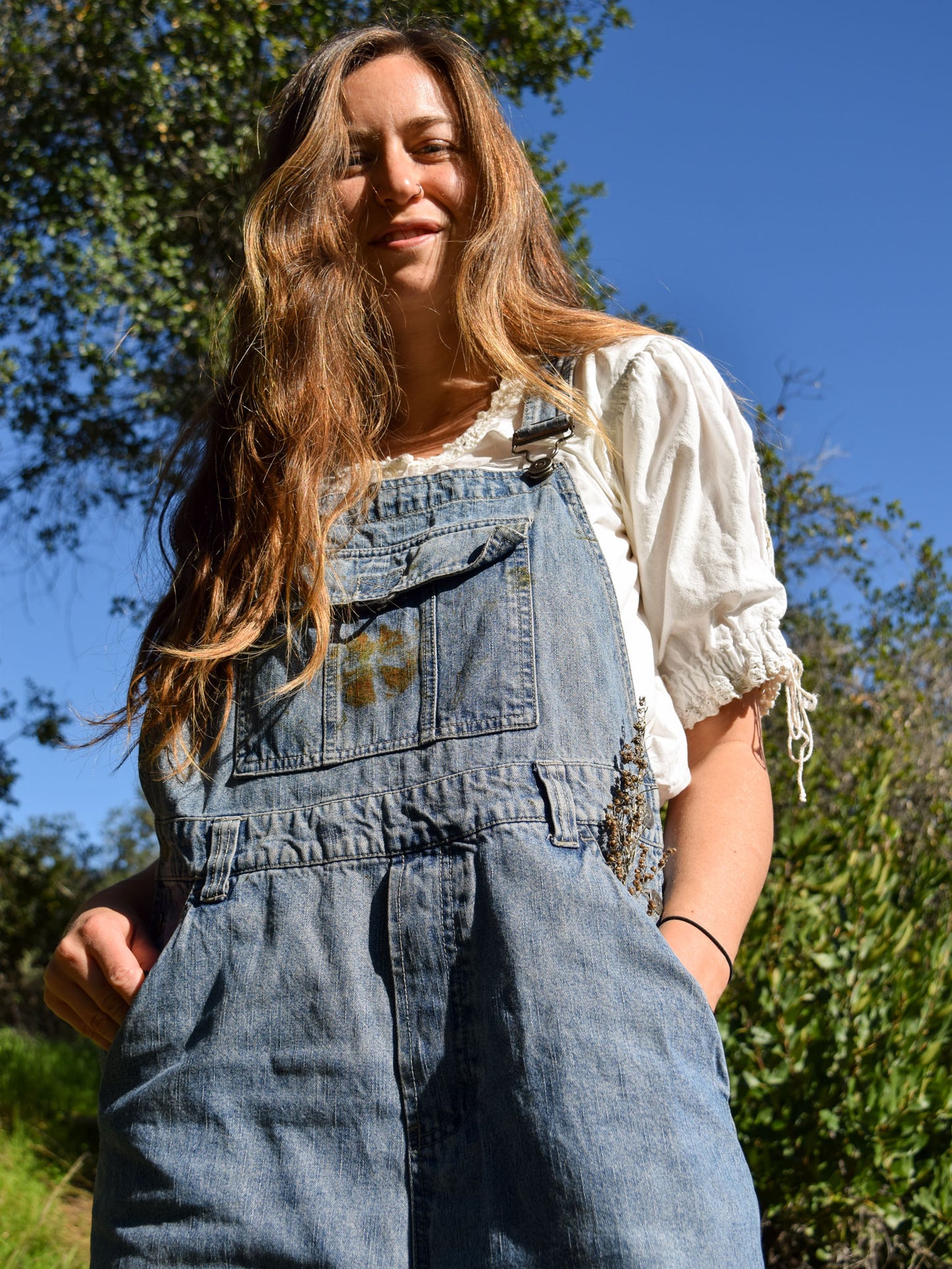 Flower Pressed Denim Overalls