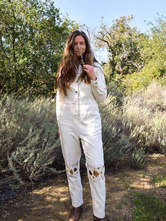 Flower Pressed Canvas Coveralls