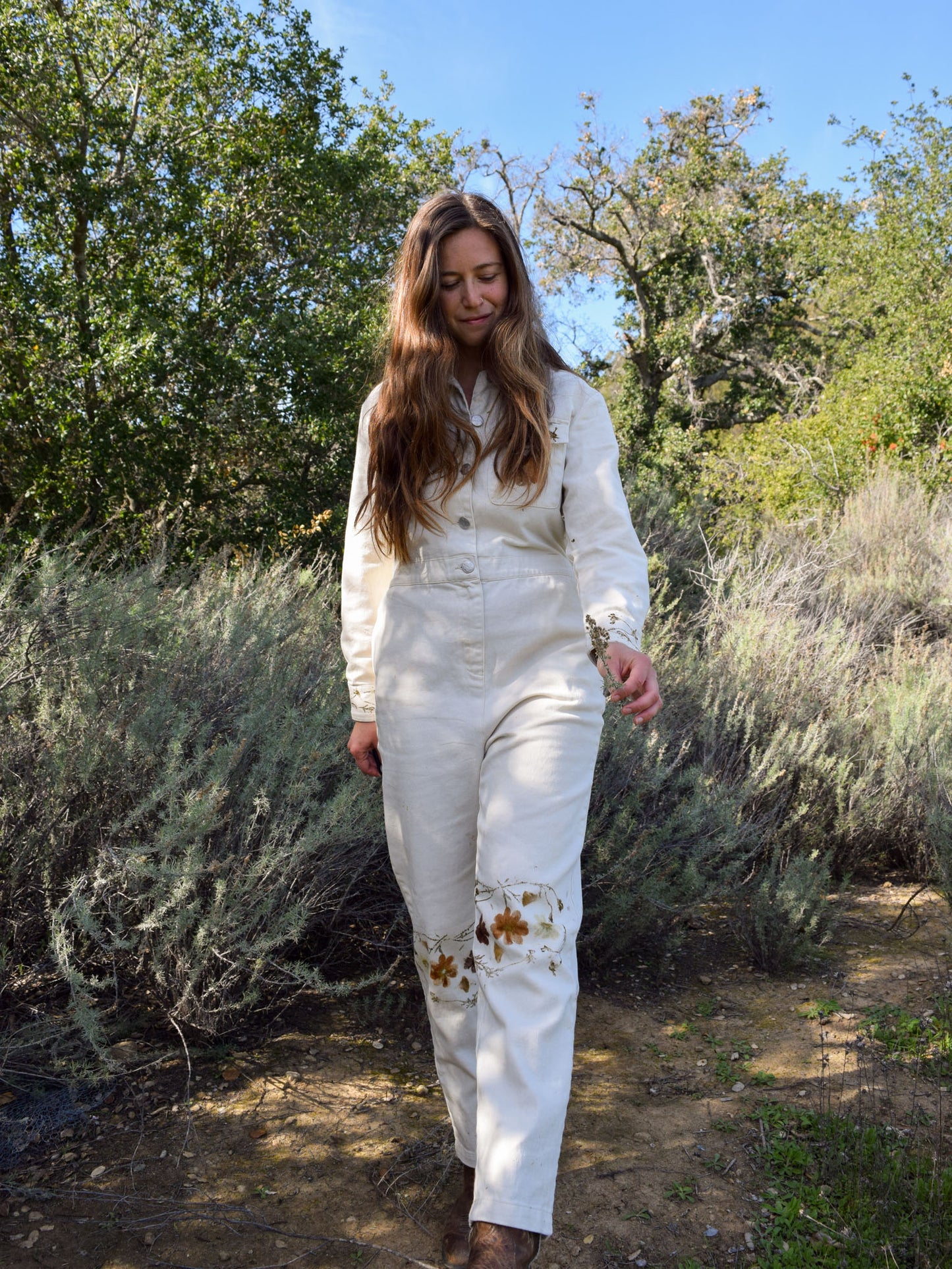 Flower Pressed Canvas Coveralls