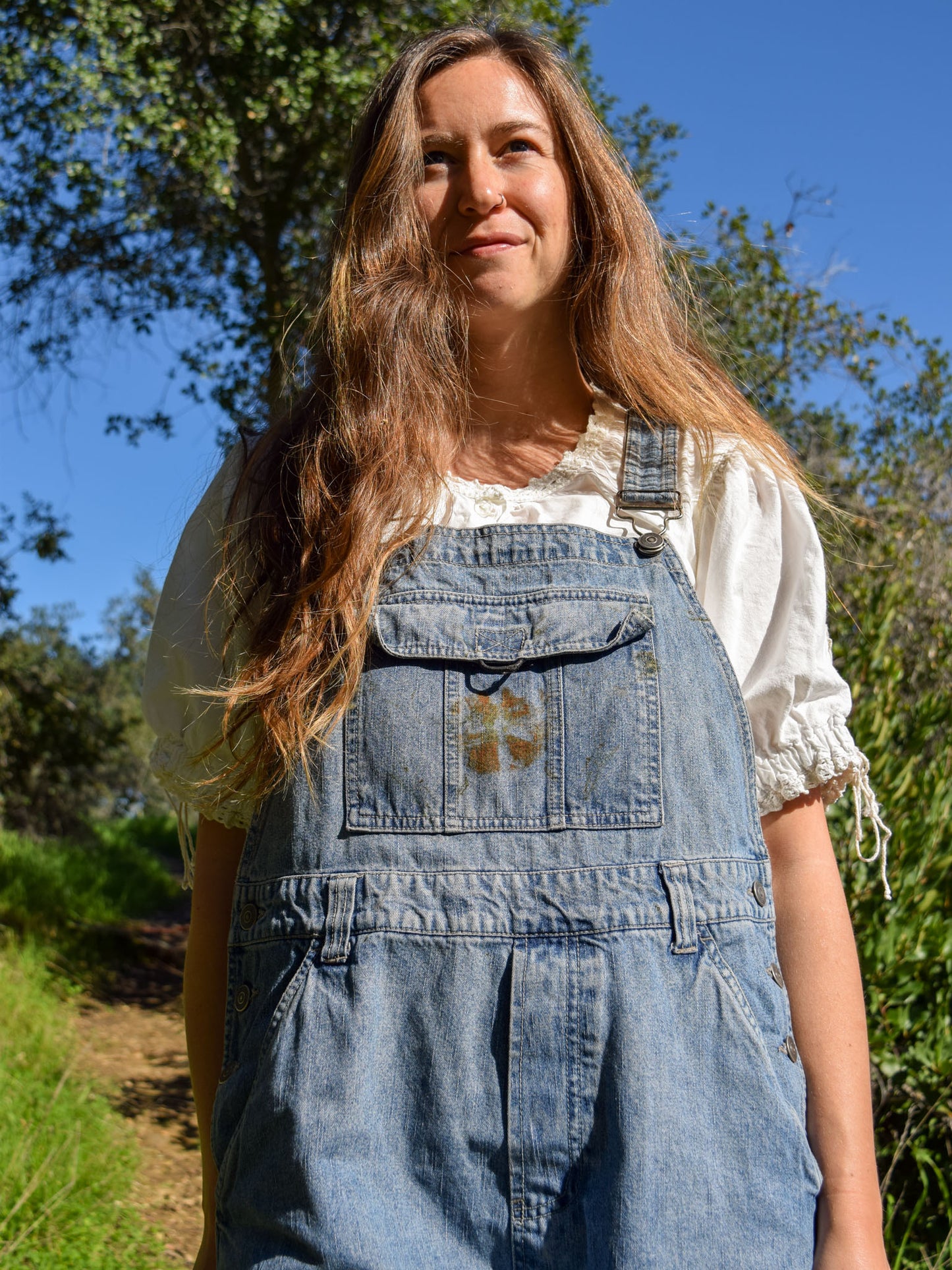 Flower Pressed Denim Overalls