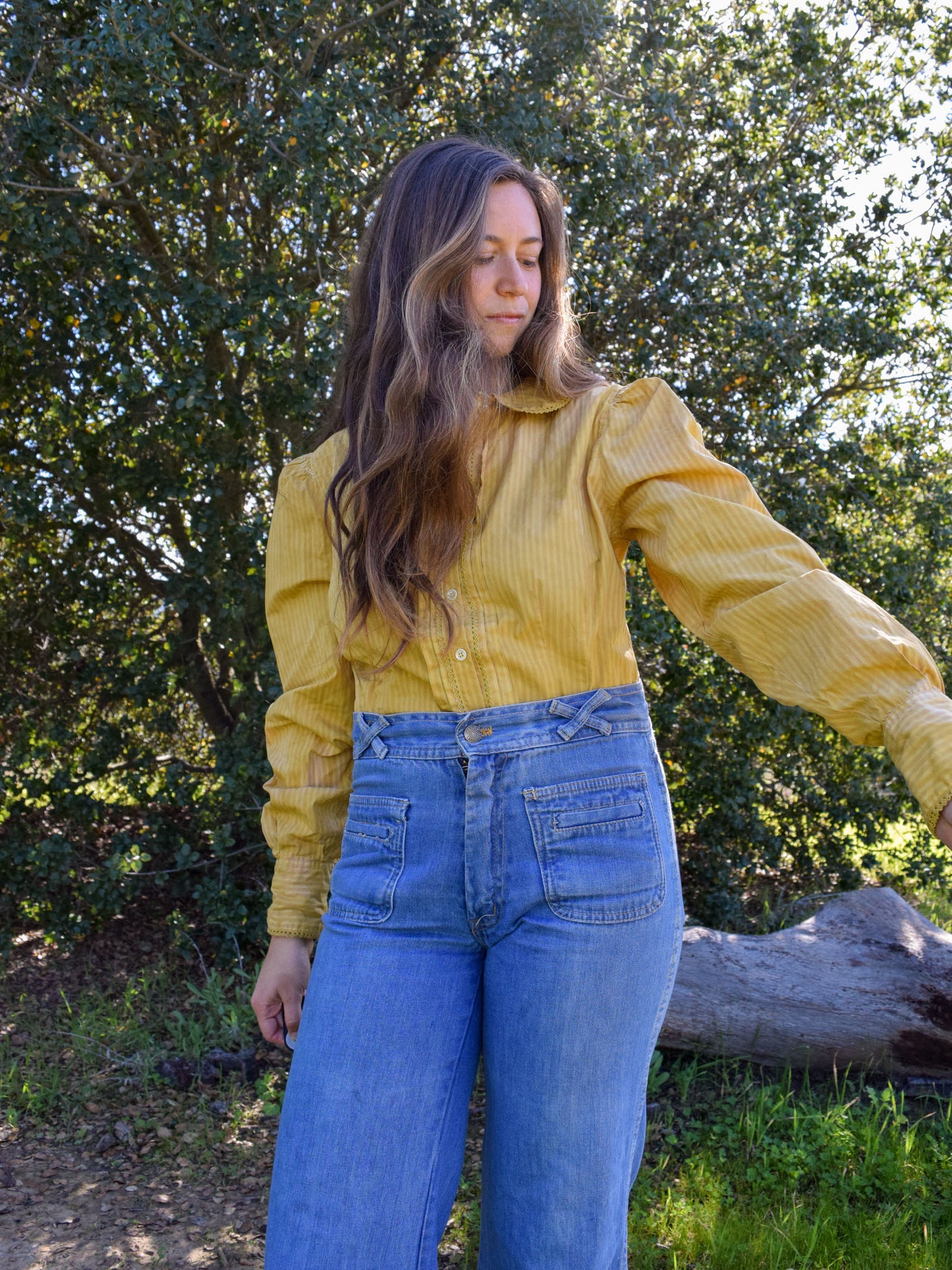 Marigold Striped Button Up Blouse