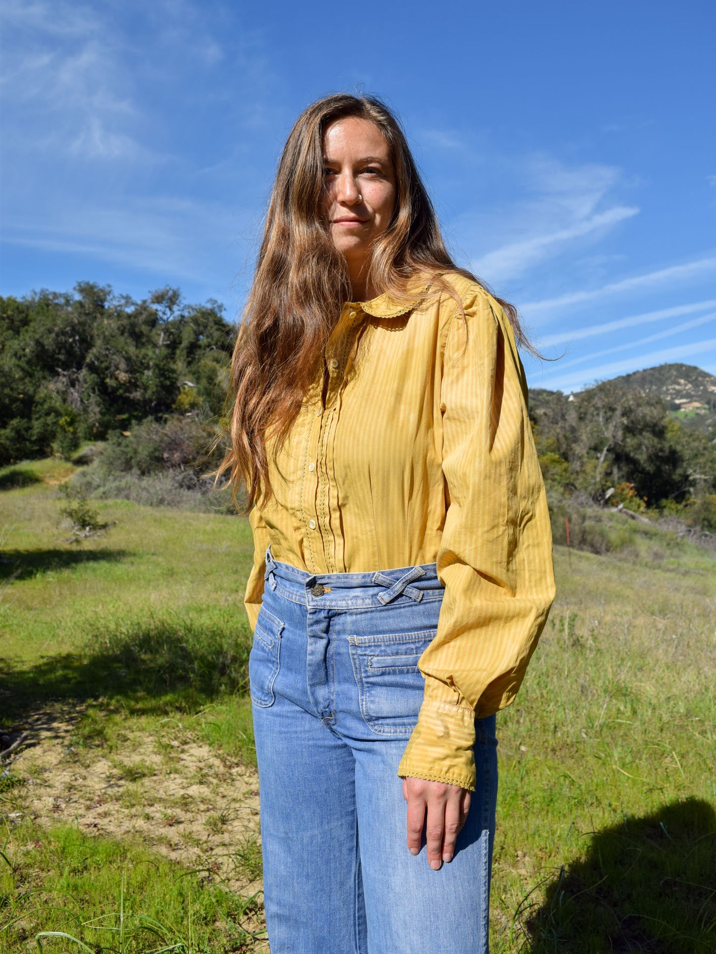 Marigold Striped Button Up Blouse