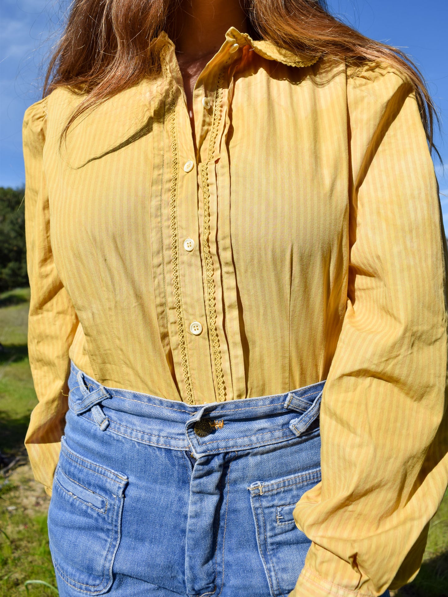 Marigold Striped Button Up Blouse