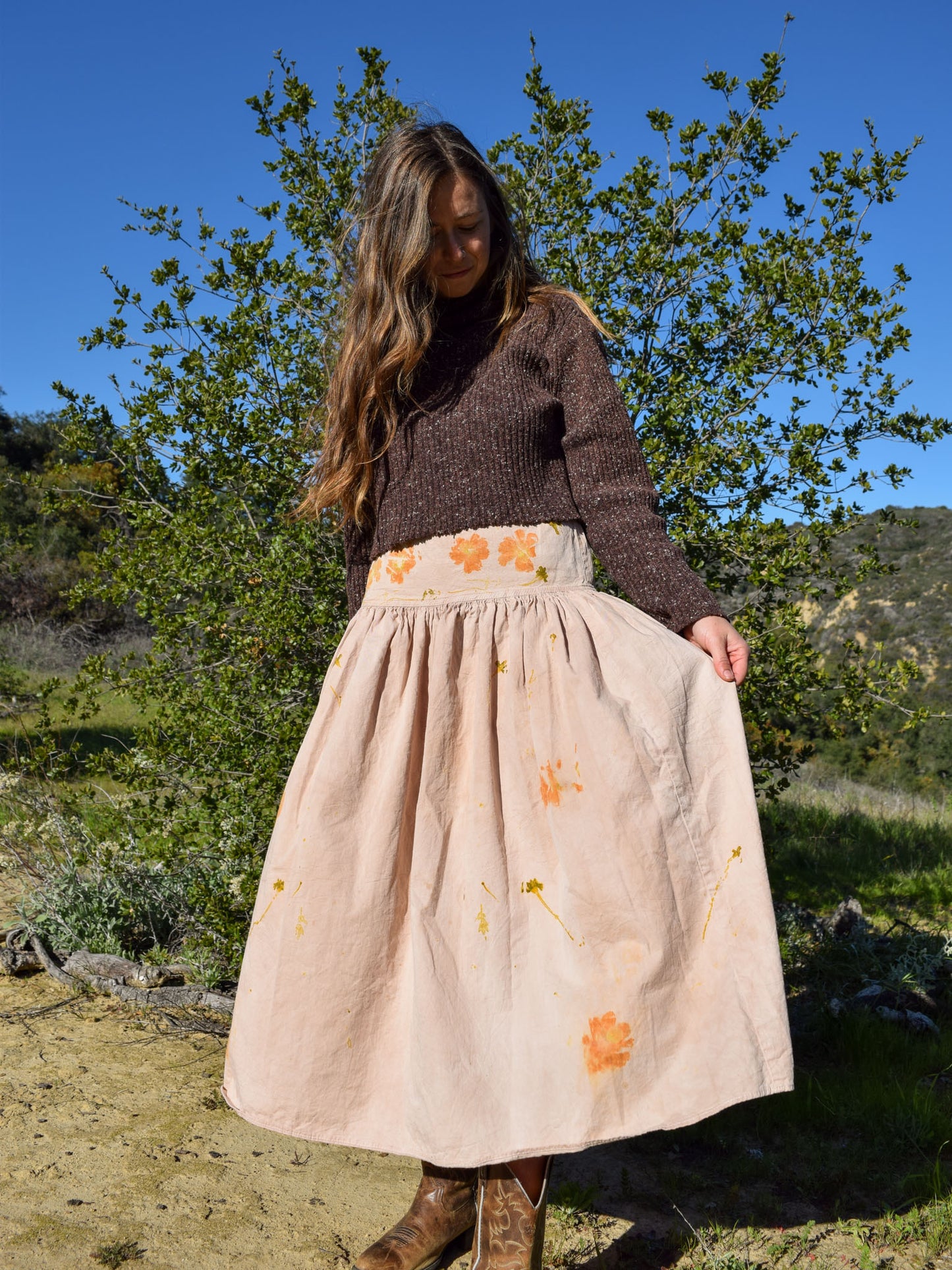 Plum Flower Pressed Skirt