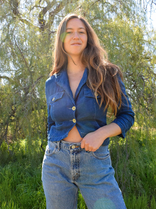 Deep Indigo Cropped Blouse