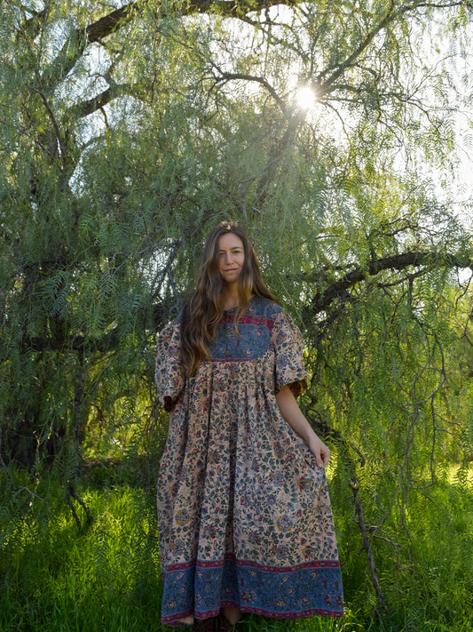 Cutch Flower Print Poof Sleeve Maxi Dress