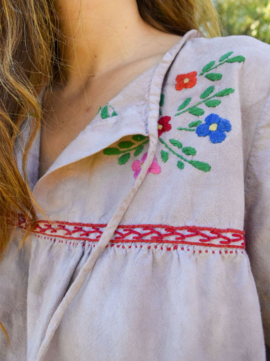 Cutch & Logwood Floral Embroidered Huipil Dress