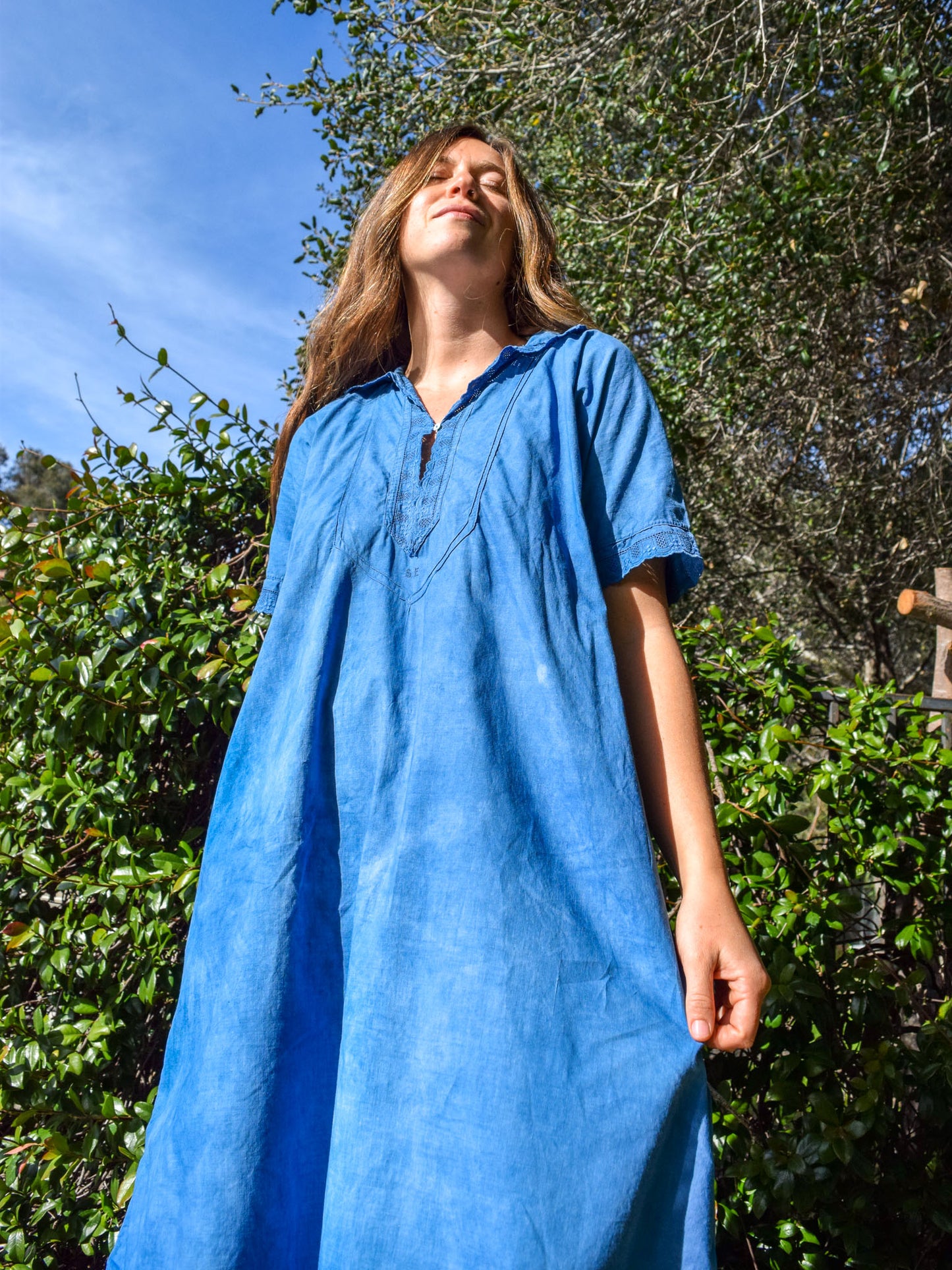 Vibrant Indigo Lace Detail Maxi Dress