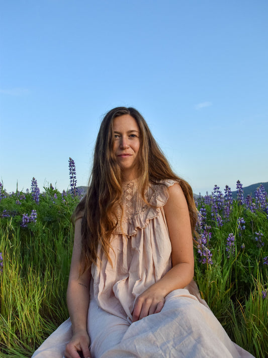 Toyon Antique High Neck Ruffle Dress