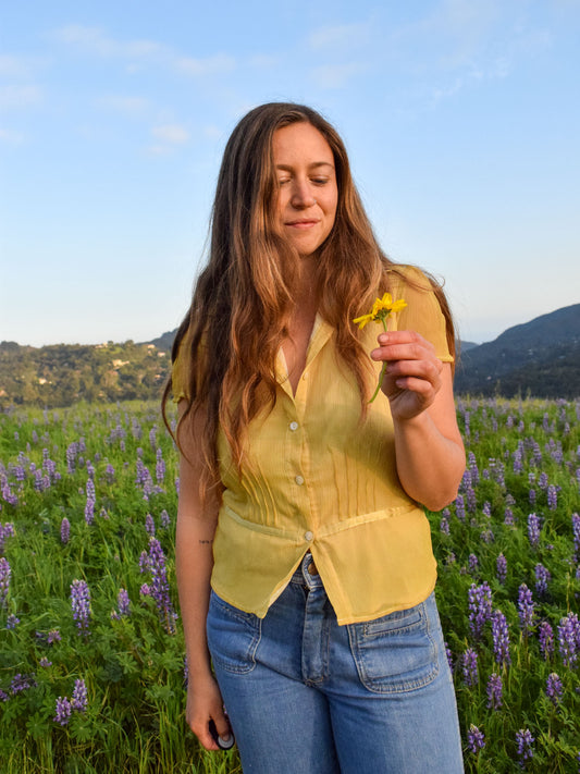 Sagebrush Silk Pleated Blouse